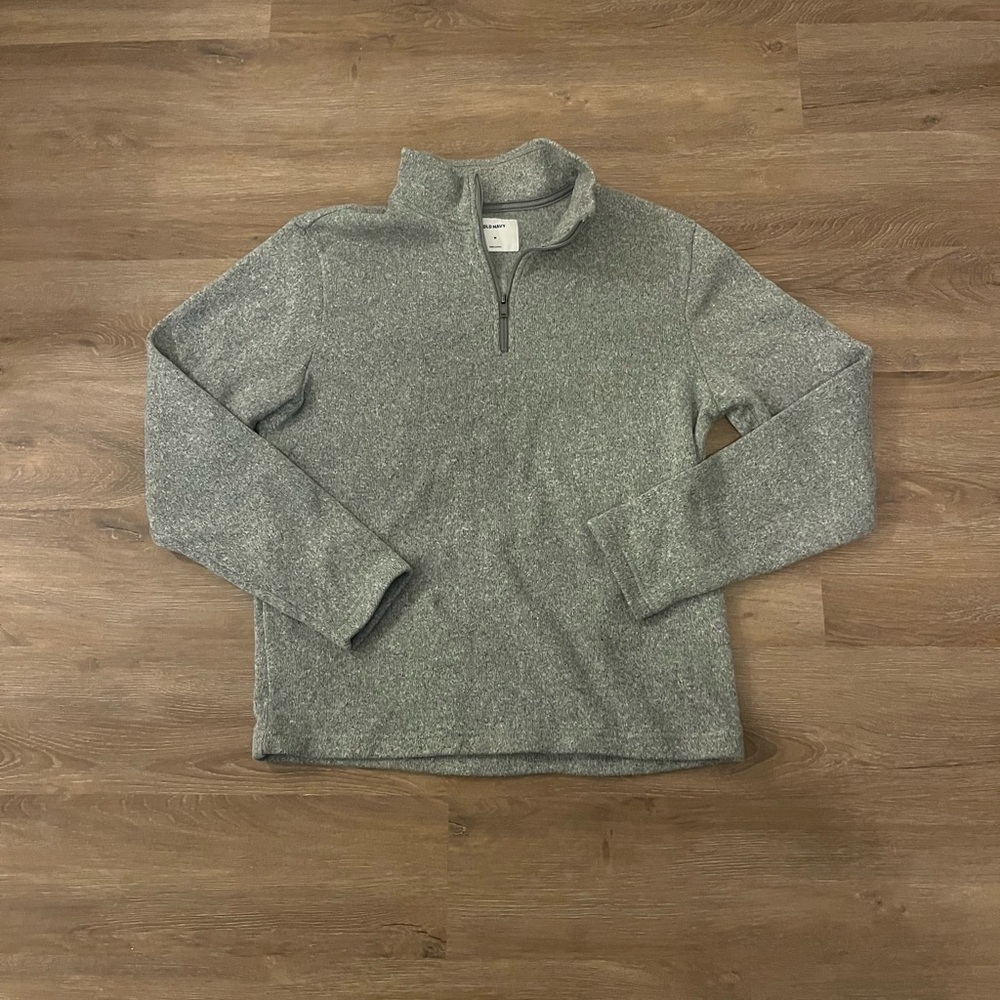 Old Navy Men's Heather Gray Quarter Zip-Up Sweater